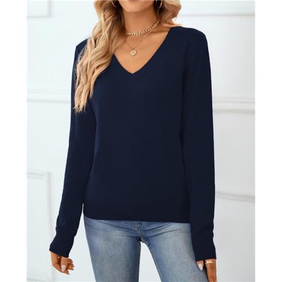 Women's Sweater 100% Cotton Long Sleeve Pullover Sweater Soft - Picture 4 of 7